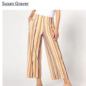 Susan Graver Striped Wide-Leg Crop Pants